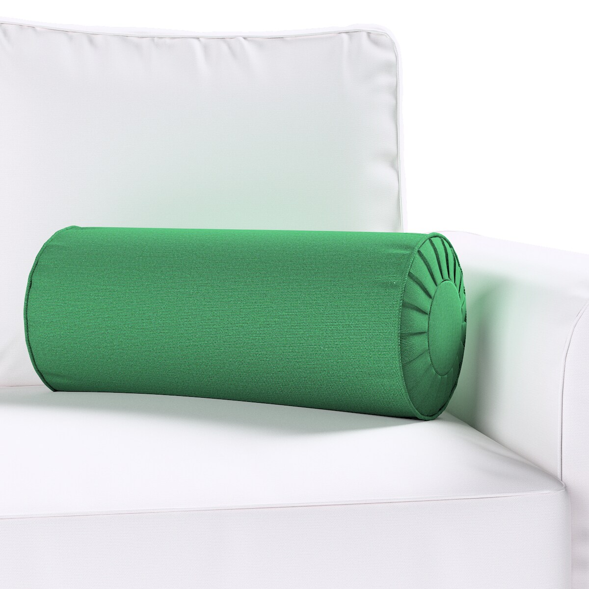 Poduszka wałek z zakładkami, butelkowa zieleń, Ø20 x 50 cm, Loneta