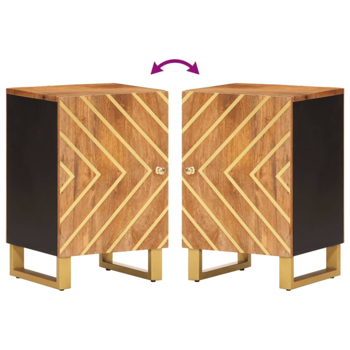 vidaXL Szafka łazienkowa, brązowo-czarna, 38x33,5x58 cm, drewno mango