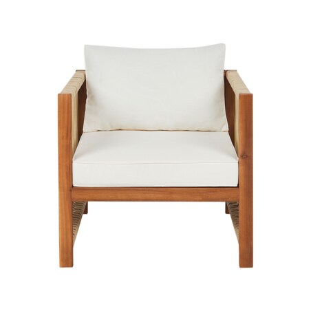 Zestaw ogrodowy 4-osobowy drewniany z plecionką beżową ANTRIA