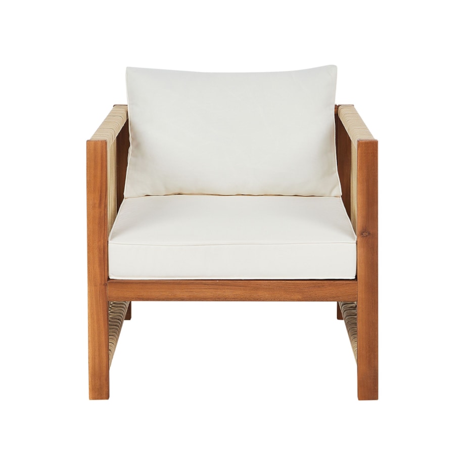 Zestaw ogrodowy 4-osobowy drewniany z plecionką beżową ANTRIA