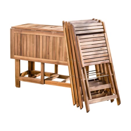 Zestaw ogrodowy dla 4 osób FRASSINE z parasolem (12 opcji do wyboru) Drewno akacjowe Naturalny