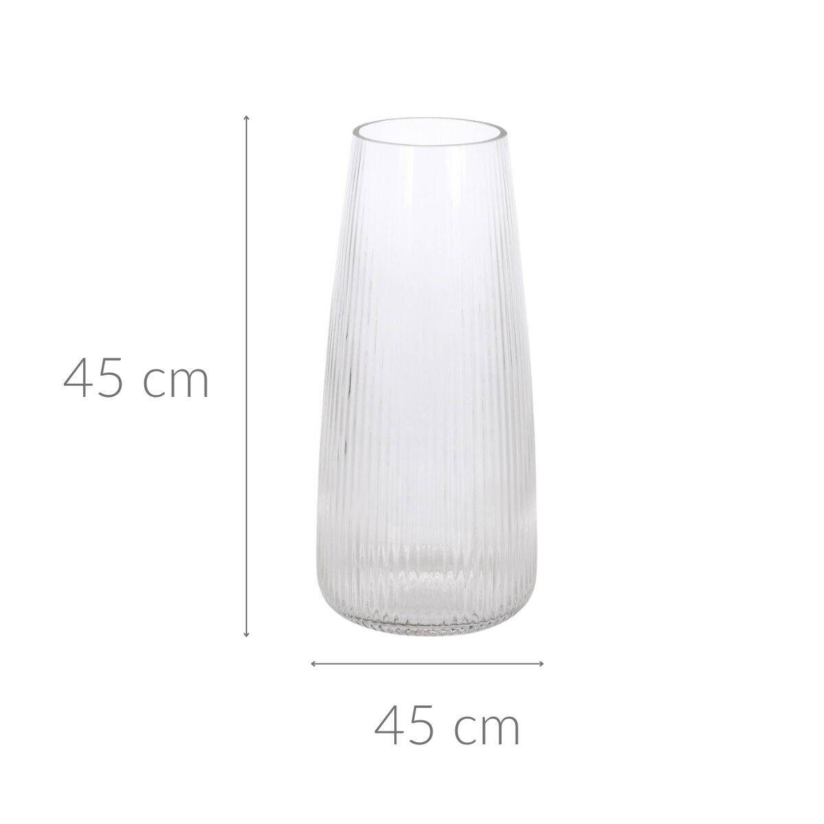 Wazon na kwiaty szklany, szkło ryflowane, 21 cm