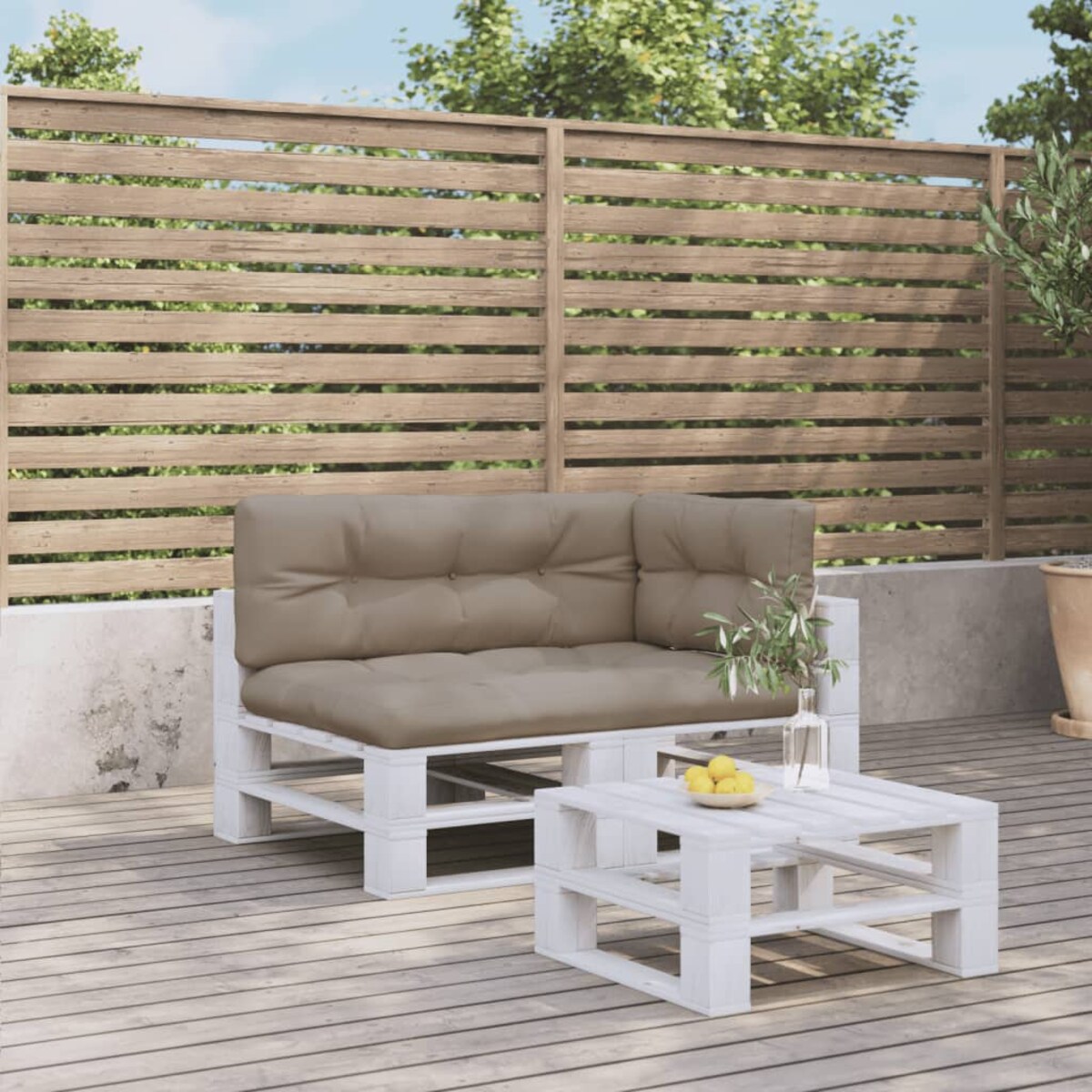 vidaXL Poduszki na palety, 3 szt., kolor taupe, tkanina