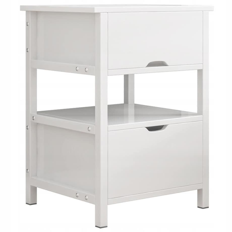 Szafka nocna biała z 2 szufladami nowoczesna loft stolik do sypialni 45 cm