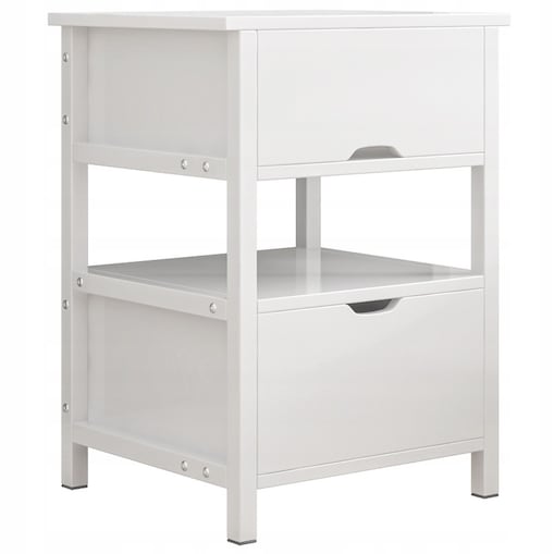 Szafka nocna biała z 2 szufladami nowoczesna loft stolik do sypialni 45 cm