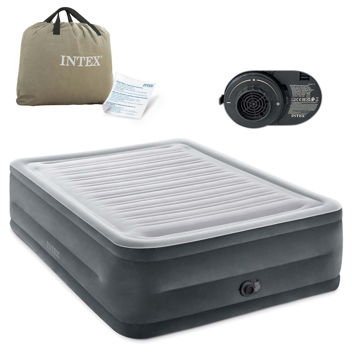 Materac dmuchany dwuosobowy Intex welurowy z pompką łóżko 64418ND