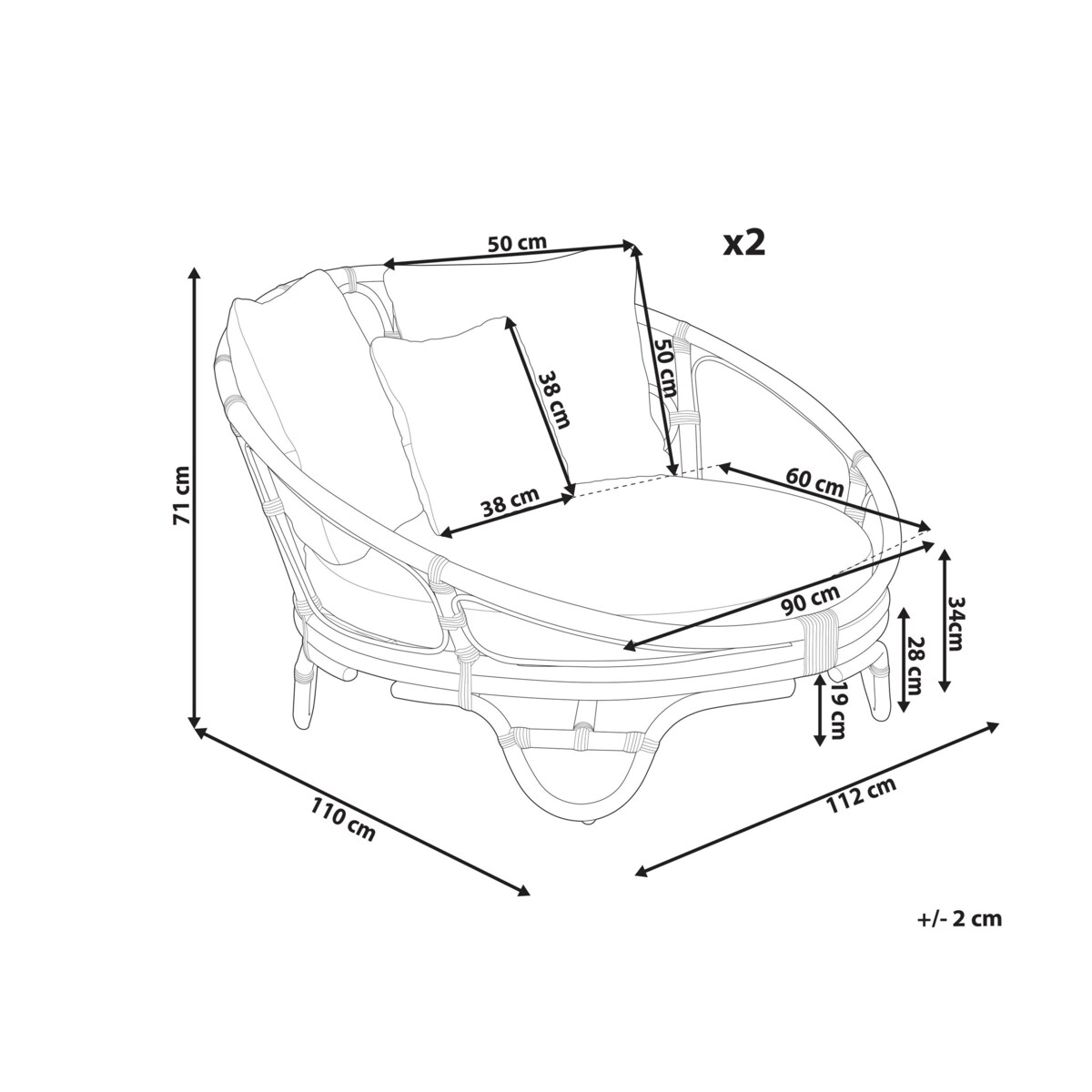 Zestaw 2 koszy ogrodowych rattanowy czarny ROSSANO