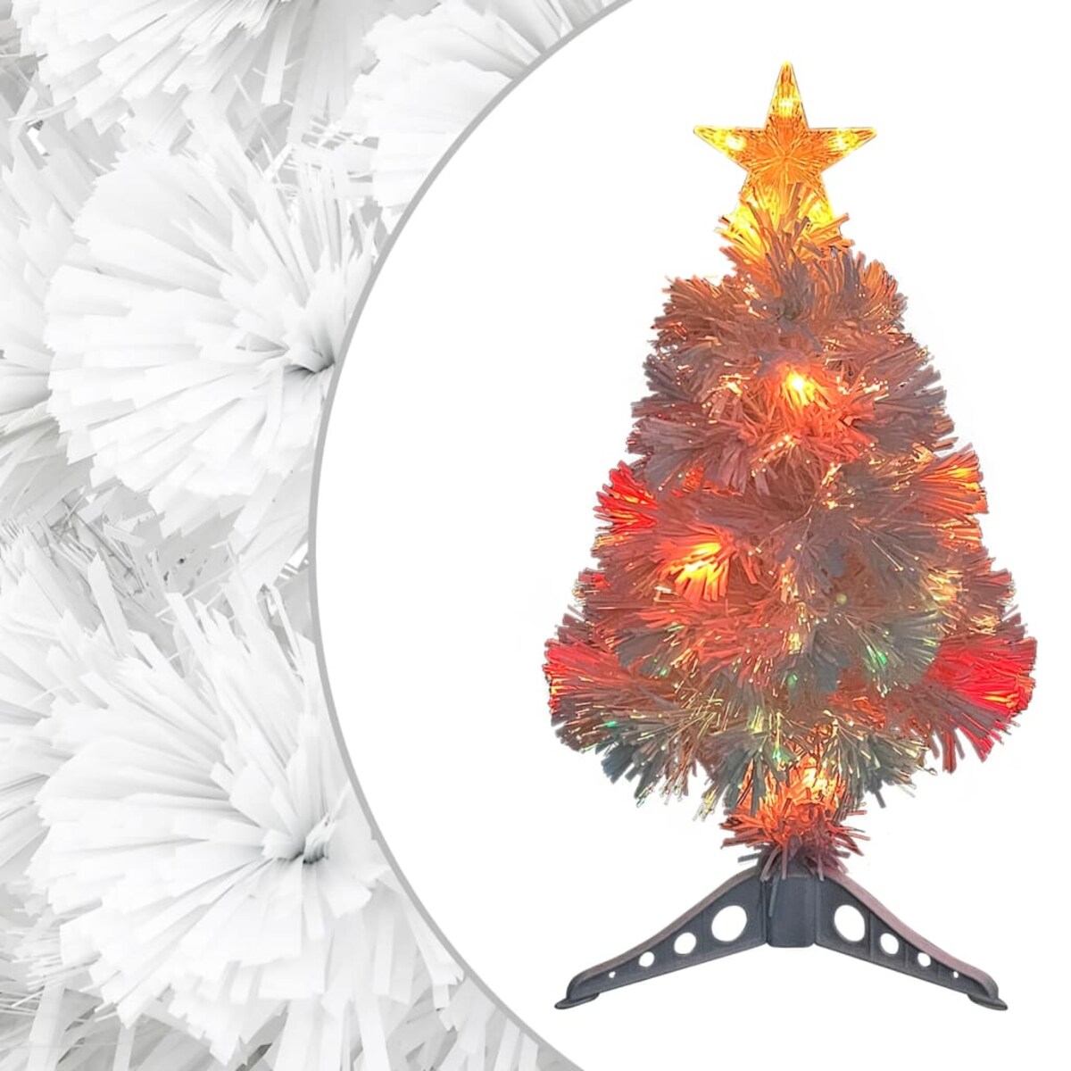 vidaXL Sztuczna choinka z lampkami, biała, 64 cm, włókno optyczne