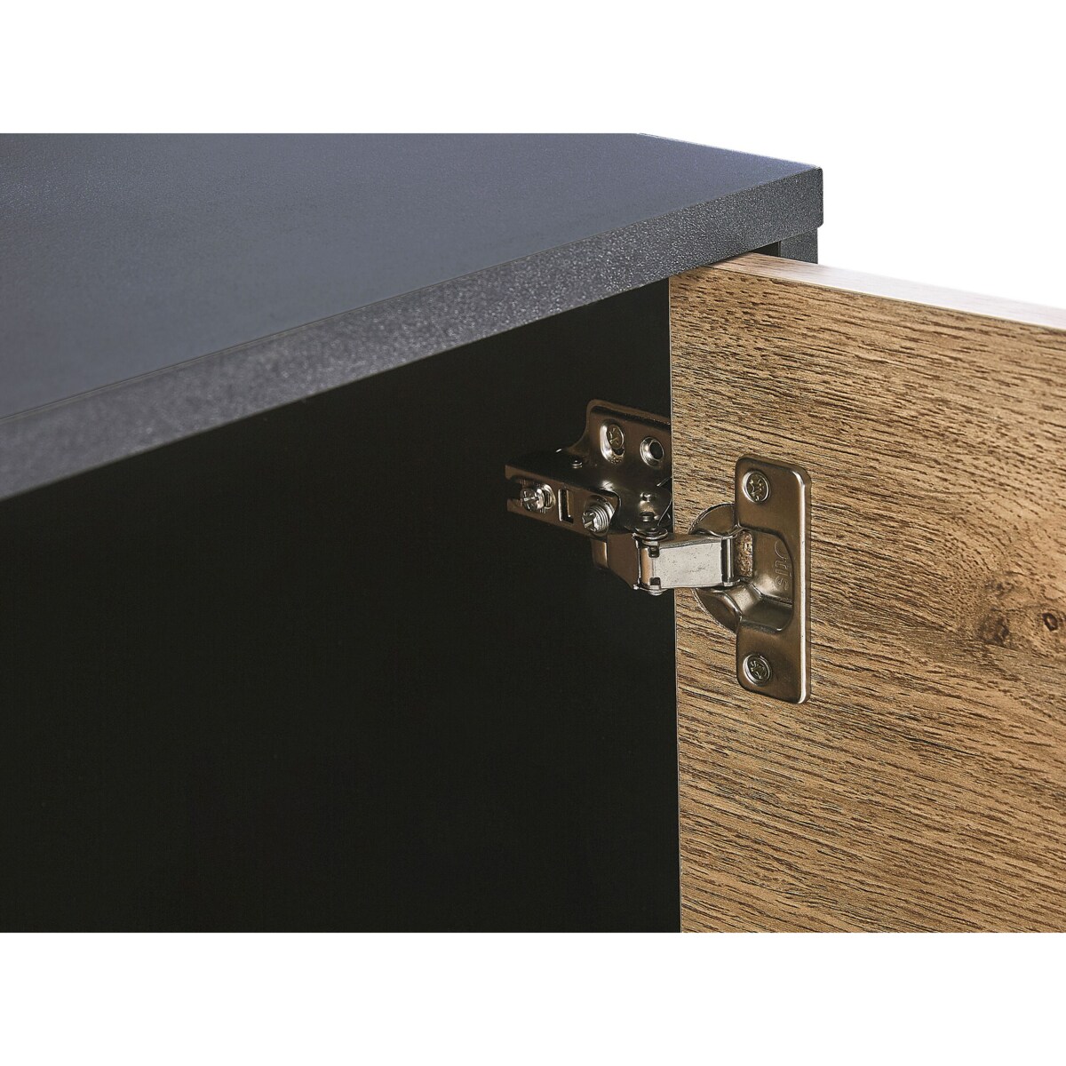 Szafka RTV czarna z jasnym drewnem ARKELY