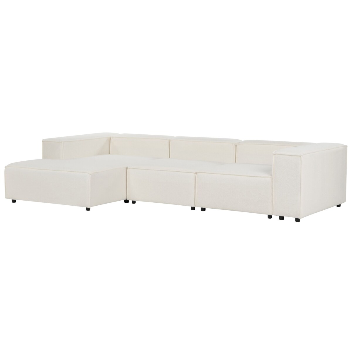 Narożnik modułowy ARDAL Boucle Biały dla 3 osób Prawostronny