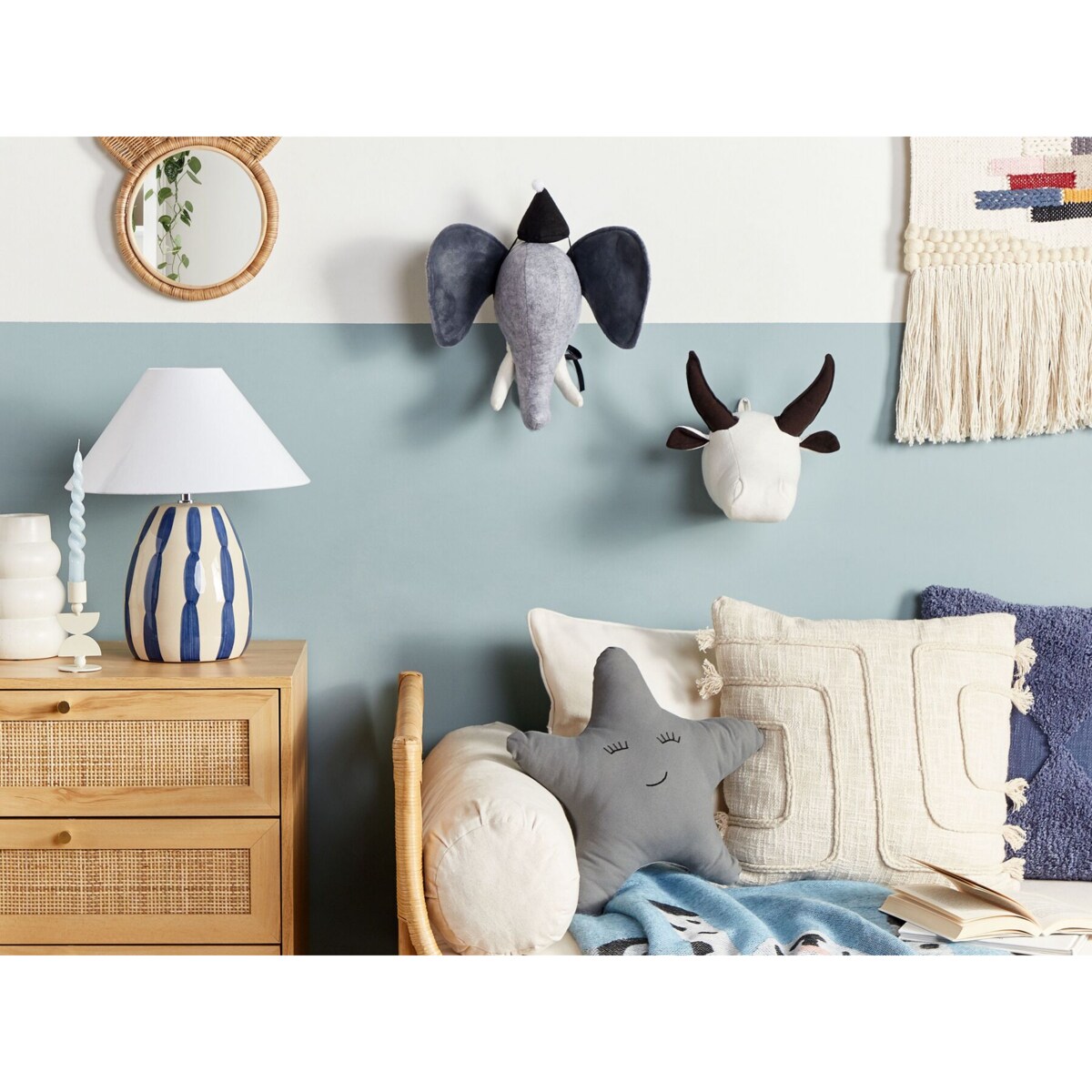 Pluszowa dekoracja ścienna słoń szary BADOU