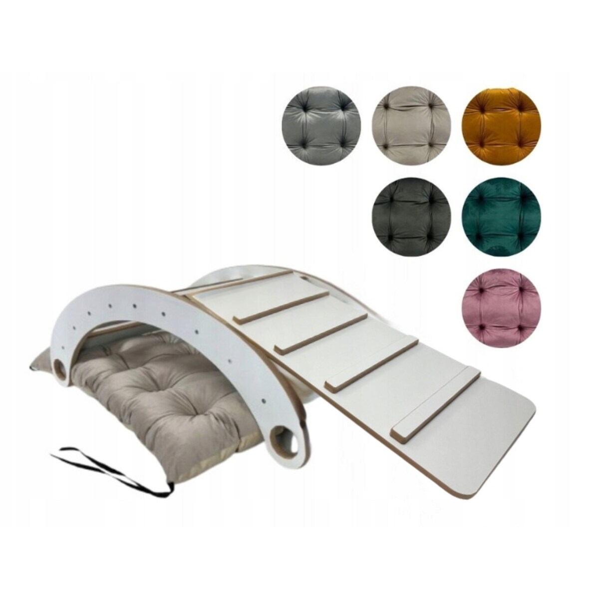 Bujak Montessori DREWNIANY + Zjeżdżalnia/Drabinka + Poduszka welurowa CE