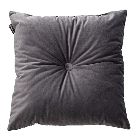 Poduszka kwadratowa Velvet z guzikiem, grafitowy szary, 37 x 37cm, Velvet