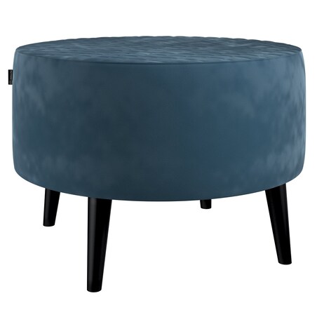 Podnóżek okrągły pikowany, pruski błękit, Ø60 x 40 cm, Velvet