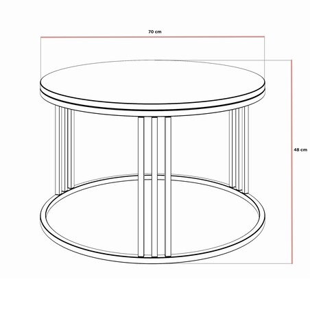 Okrągły stolik kawowy LORI mat z miedzianym stelażem, czarny mat