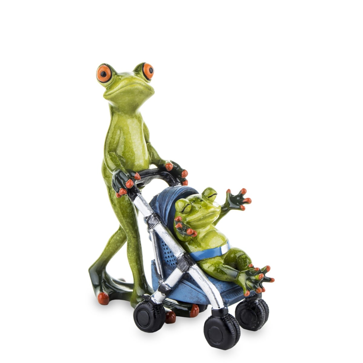 Figurka - żabka 16x14x7 cm FROGG spacer z wózkiem