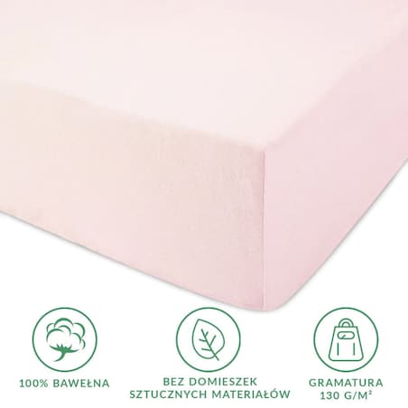 Prześcieradło z bawełny jersey z gumką 90x200 kolor Róż kwarcowy
