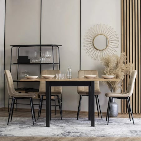 Krzesło Tapicerowane Kuchenne Welurowe Do Jadalni Kuchni Loft PERU Beż