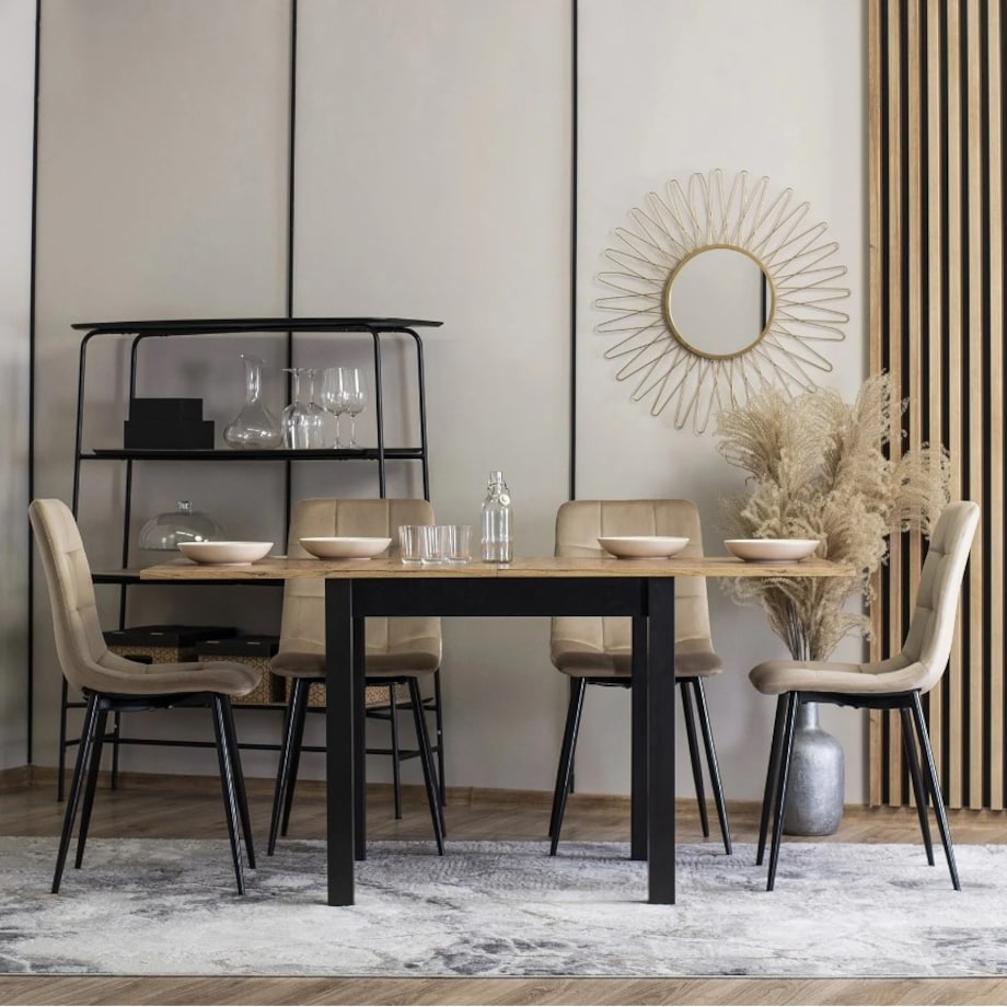 Krzesło Tapicerowane Kuchenne Welurowe Do Jadalni Kuchni Loft PERU Beż