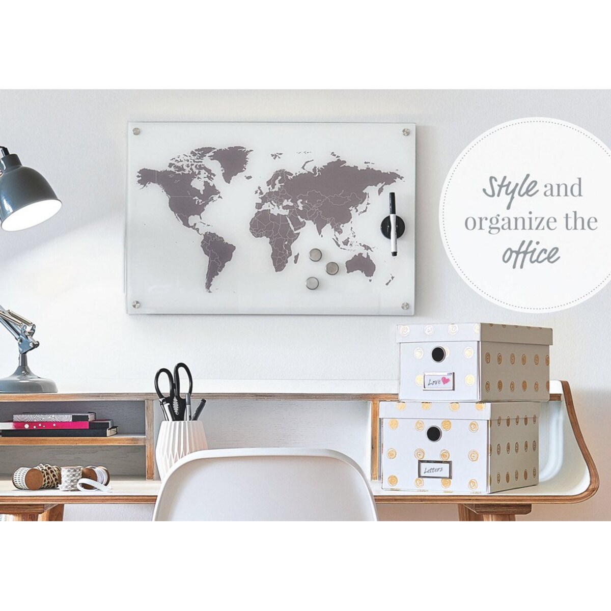 Tablica magnetyczna World + 3 magnesy, 60x40 cm, ZELLER