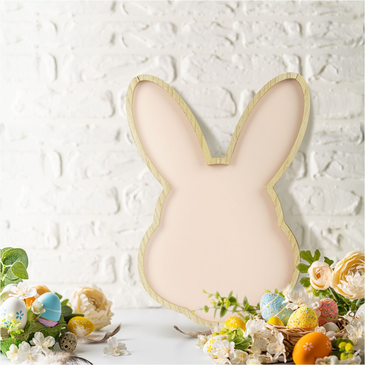 Podstawka Wielkanocna Tacka Zając Królik Dekoracja Różowy 30,5X21,5 Cm