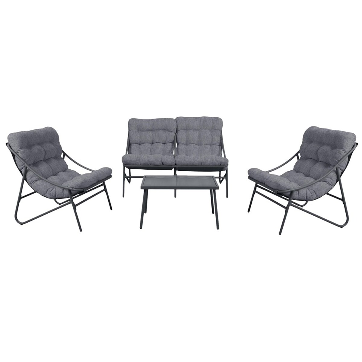 Zestaw Mebli Ogrodowych VIBE 4 Częściowy Fotele Sofa Stolik SZARY