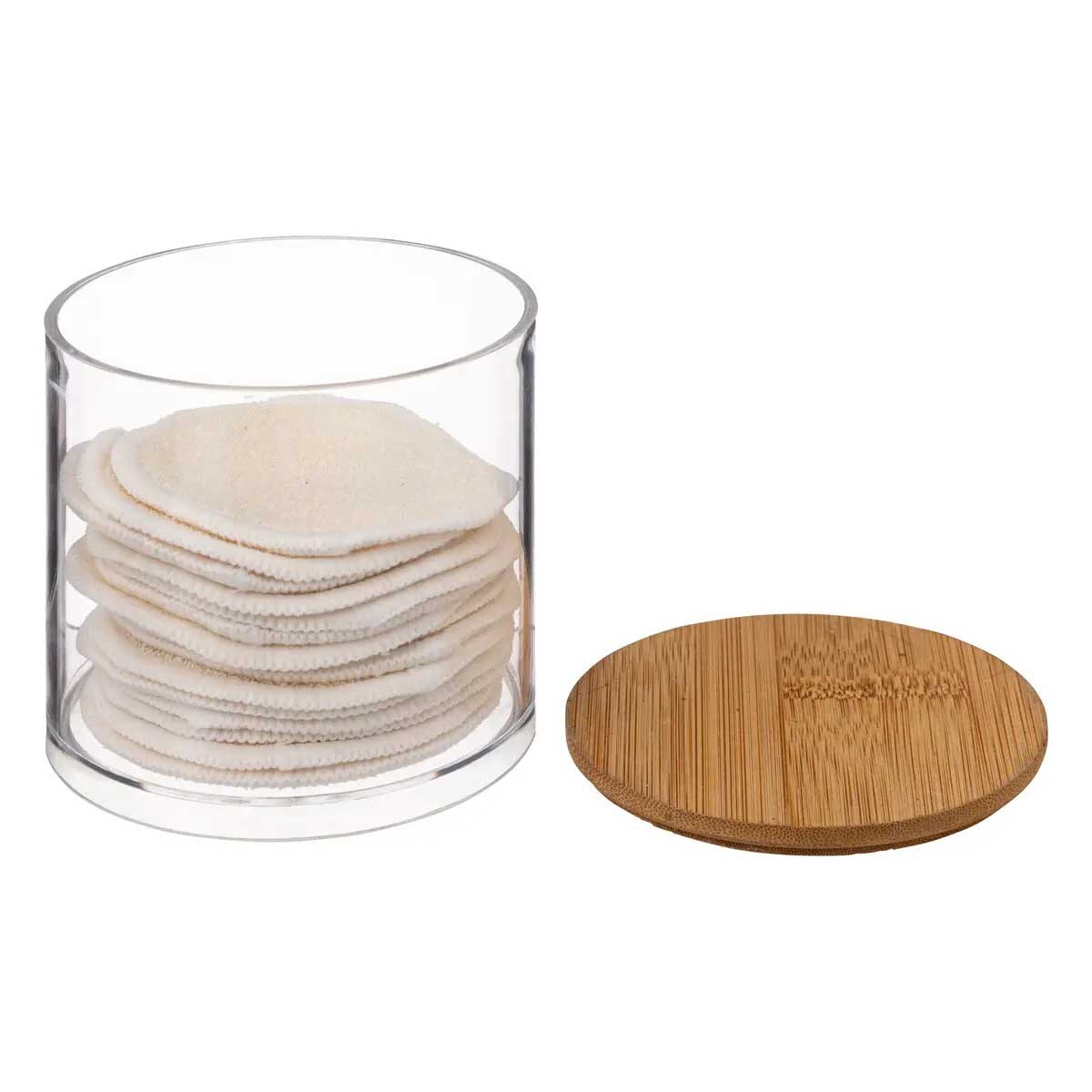 Pojemnik na waciki SELENA, z bambusową pokrywą