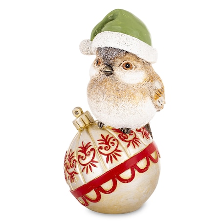 Dekoracja - ptaszek na bombce 19,5X11X10 cm UCCELLlNO w zielonej czapce