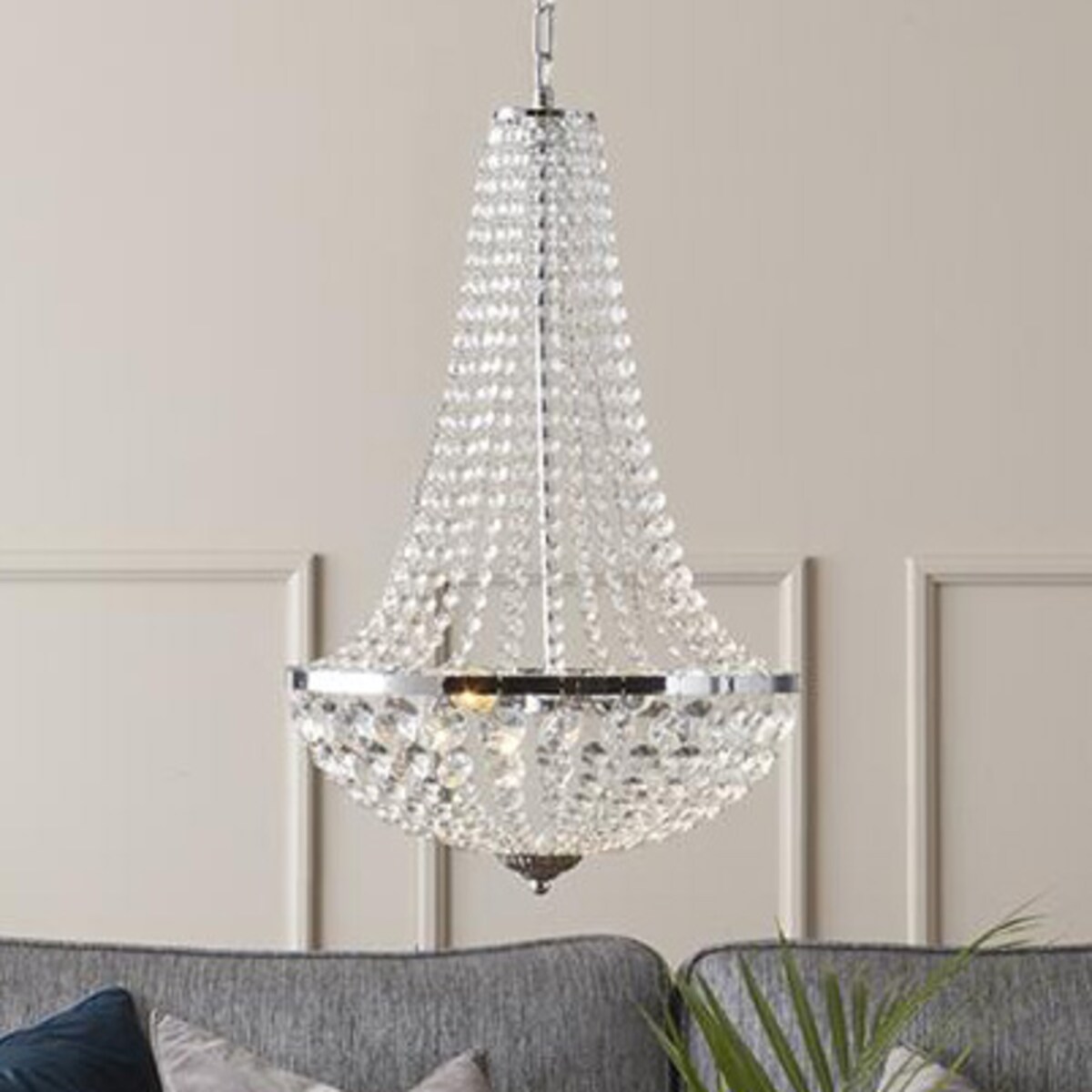 Glamour lampa wisząca Granso 104890 nad stolik łańcuszki chrom