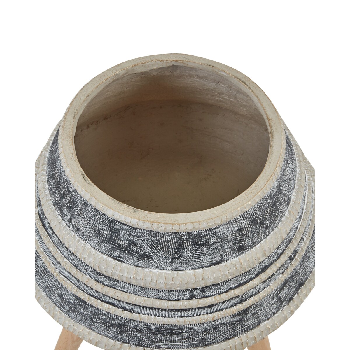 Doniczka na stojaku 37 x 37 x 54 cm beżowo-szara ATHAEA