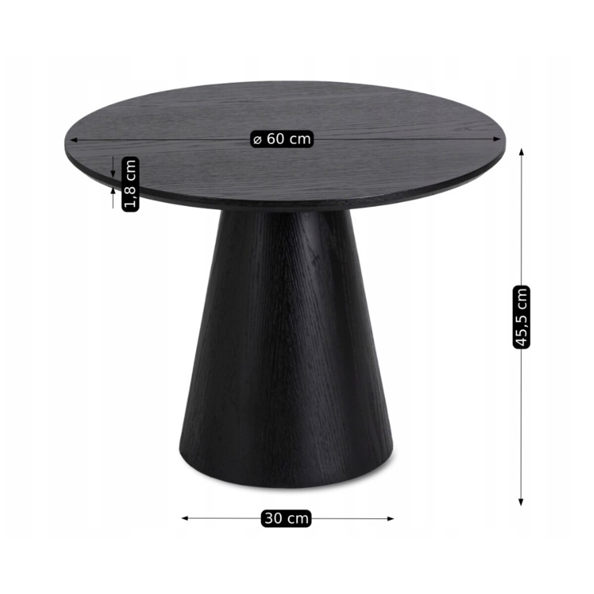 Stolik Kawowy Okrągły Czarny Mały Nowoczesny Mała Okrągła Ława CASSANDER