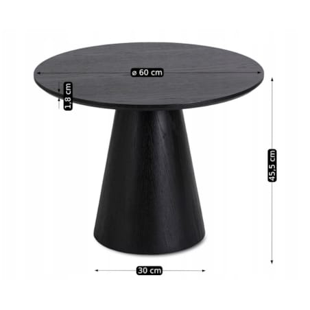 Stolik Kawowy Okrągły Czarny Mały Nowoczesny Mała Okrągła Ława CASSANDER