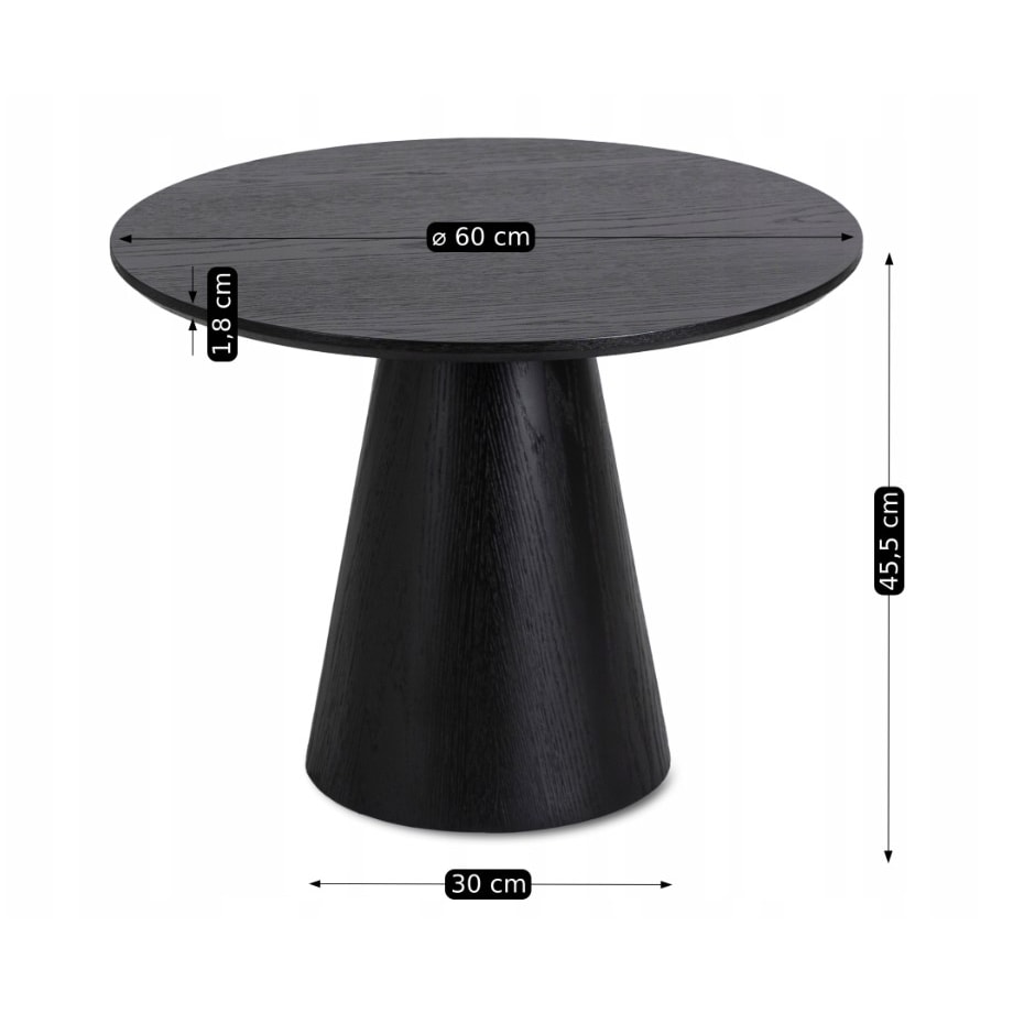 Stolik Kawowy Okrągły Czarny Mały Nowoczesny Mała Okrągła Ława CASSANDER