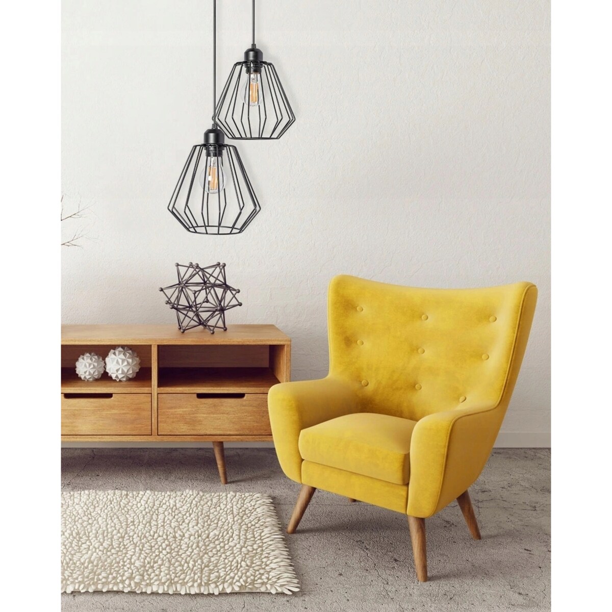 Lampa Sufitowa Wisząca Podwójna Metalowa Loft