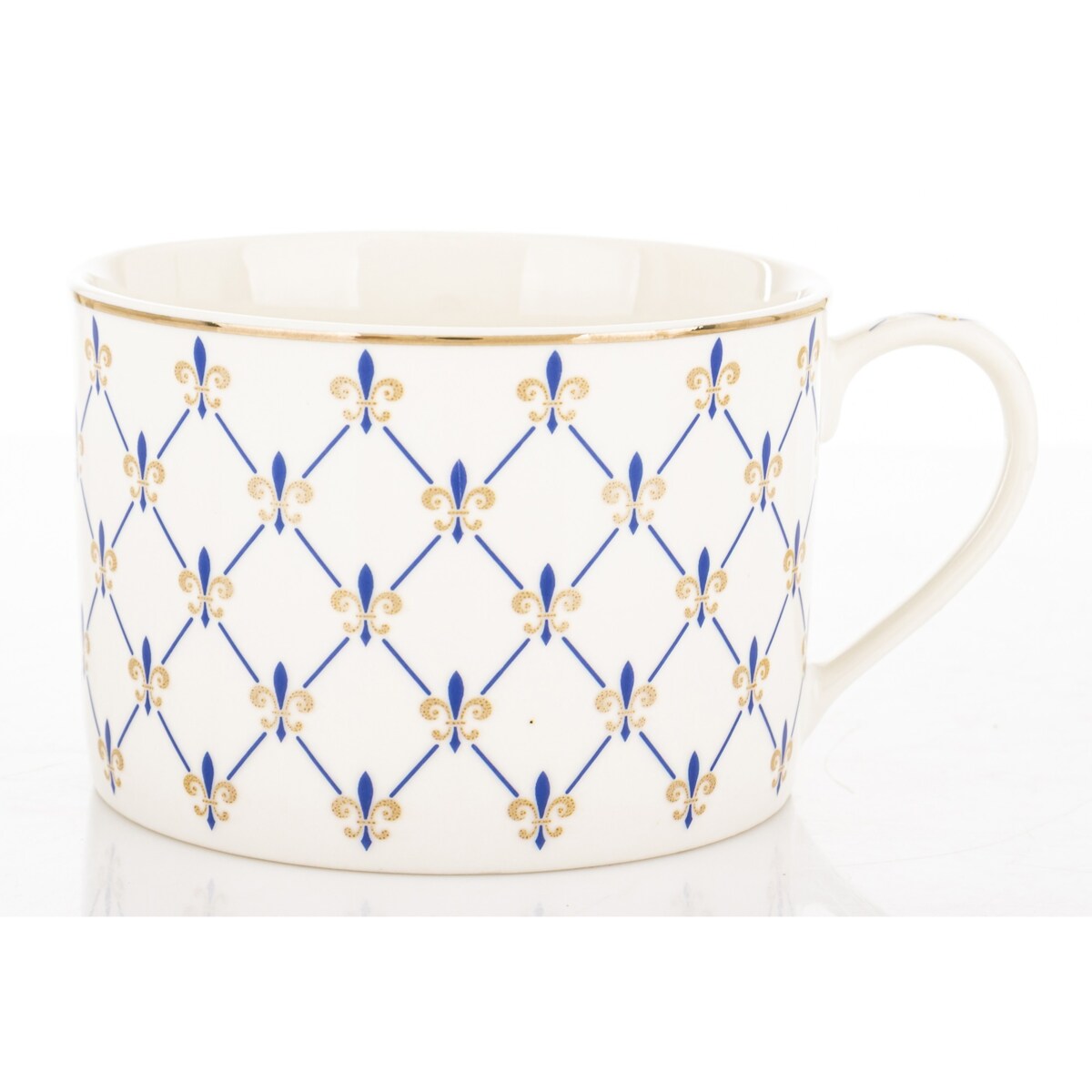 Filiżanka porcelanowa w pudełku 6x11x8,5 cm MAGLIA 220 ml biała z niebieskim wzorem