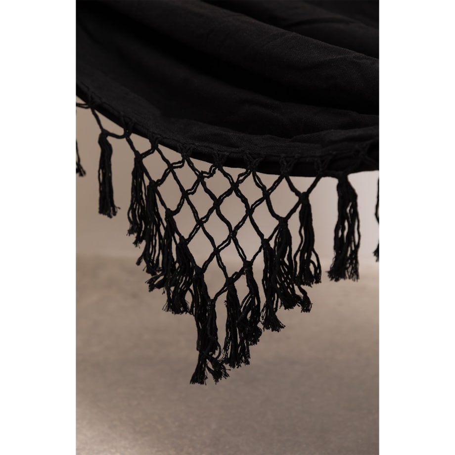 Hamak ogrodowy czarny boho z frędzlami Tuis