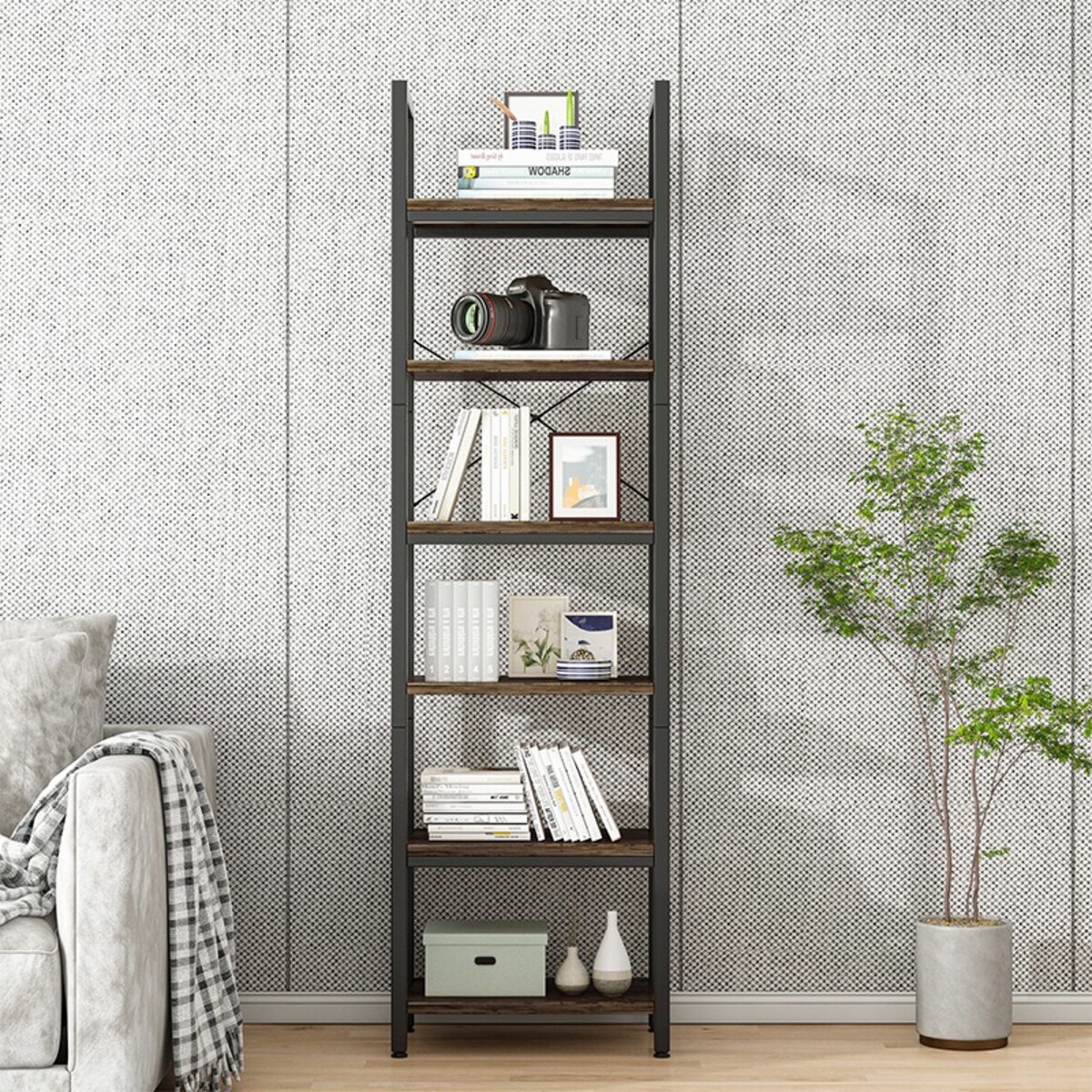 Biurowy Regał Na Książki Biblioteczka Wysoki Industrialny Słupek Vintage