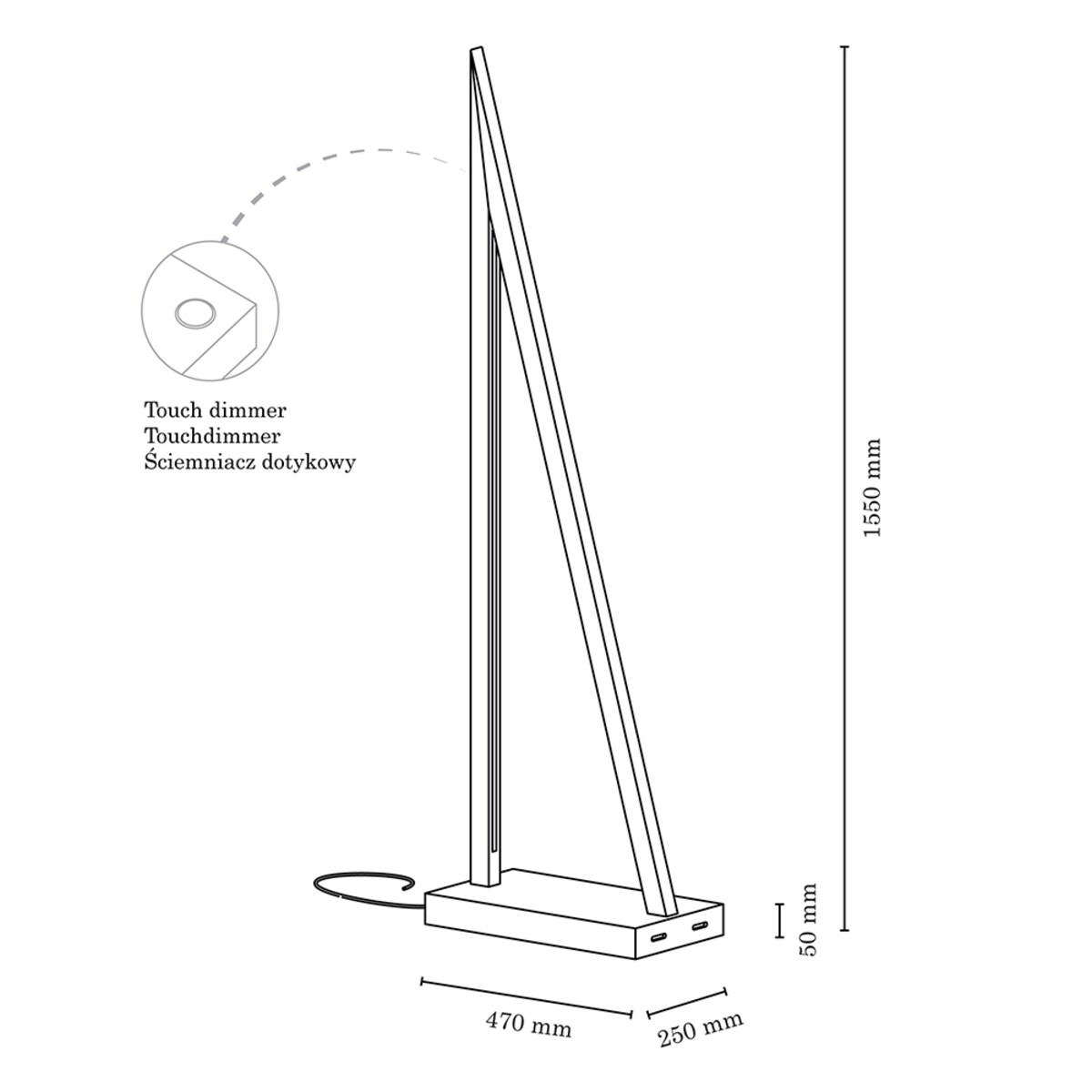 Drewniana Lampa Podłogowa BRITOP Lighting 2xLED 32.5W Dąb Olejowany FSC, Ściemniacz Dotykowy, Polski Producent, 1 szt.