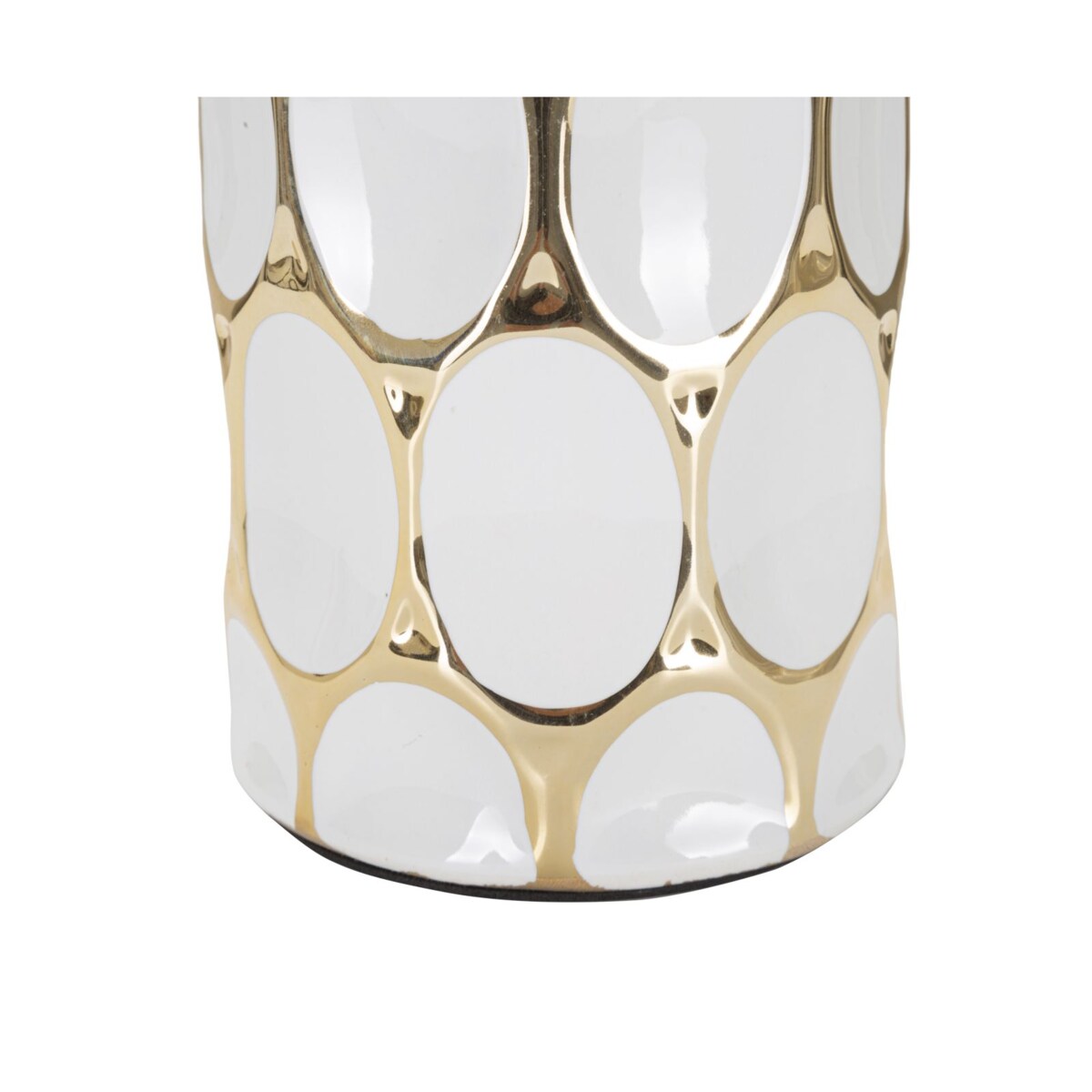 Lampa stołowa Glam Carv, kolor biały i złoty, ceramika i żelazo, 34,5 x 34,5 x 56 cm, 1 x E27, max. 40 W, do salonu i sypialni, Mauro Ferretti