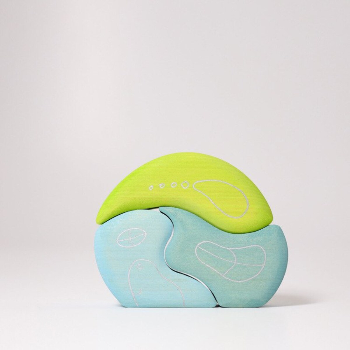 Kształt Domek Krasnoludków - drewniane klocki Grimm's niebieskie 1+