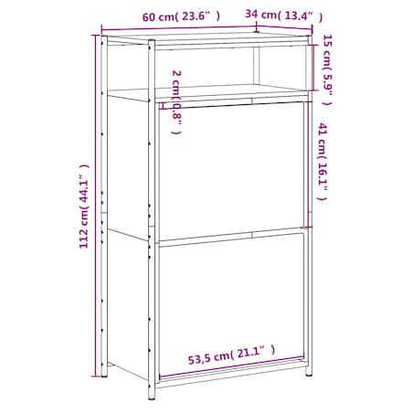 vidaXL Szafka na buty, czarna, 60x34x112 cm, materiał drewnopochodny