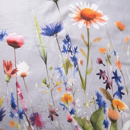 Pościel flanelowa 160x200 Florina Mist szara z kolorowymi kwiatami, Flanelove