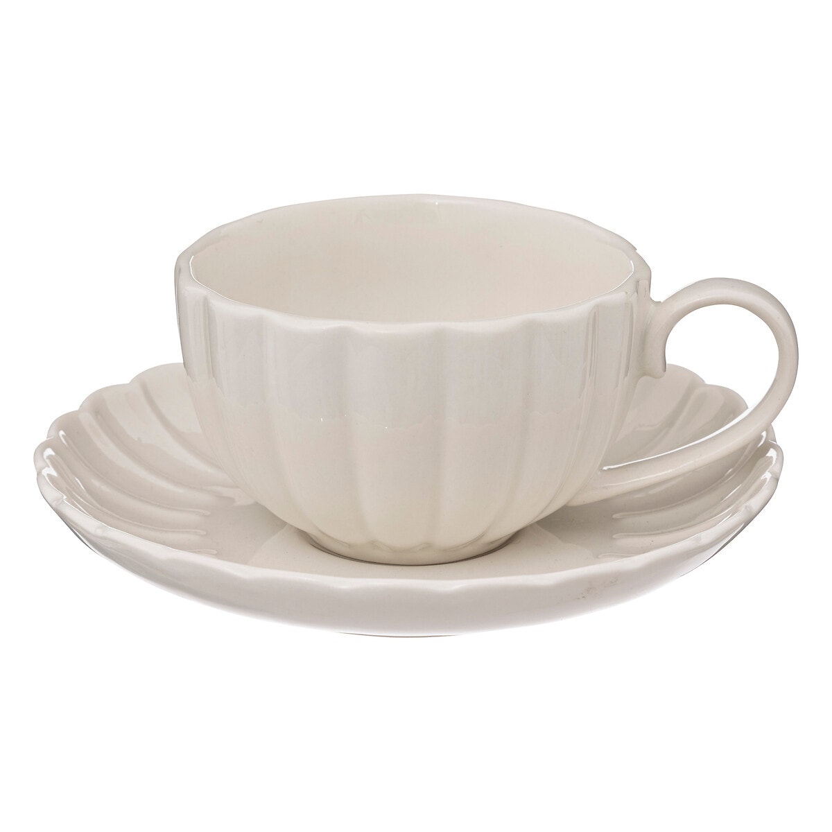 Porcelanowa filiżanka ze spodkiem ROMY, Ø 6 cm, kolor biały