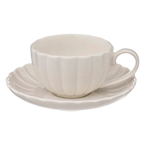 Porcelanowa filiżanka ze spodkiem ROMY, Ø 6 cm, kolor biały