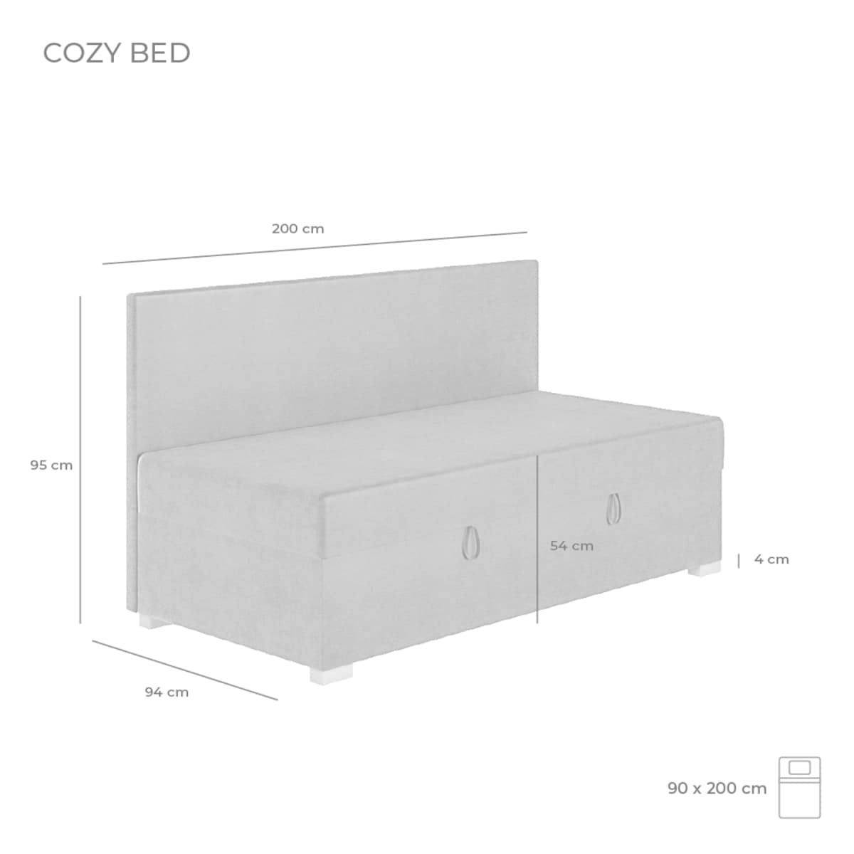 Mesonica Łóżko Cozi, błękitne, 90x200