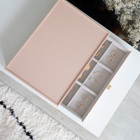 Szkatułka na biżuterię Stackers 9 komorowa supersize różowa z szufladą