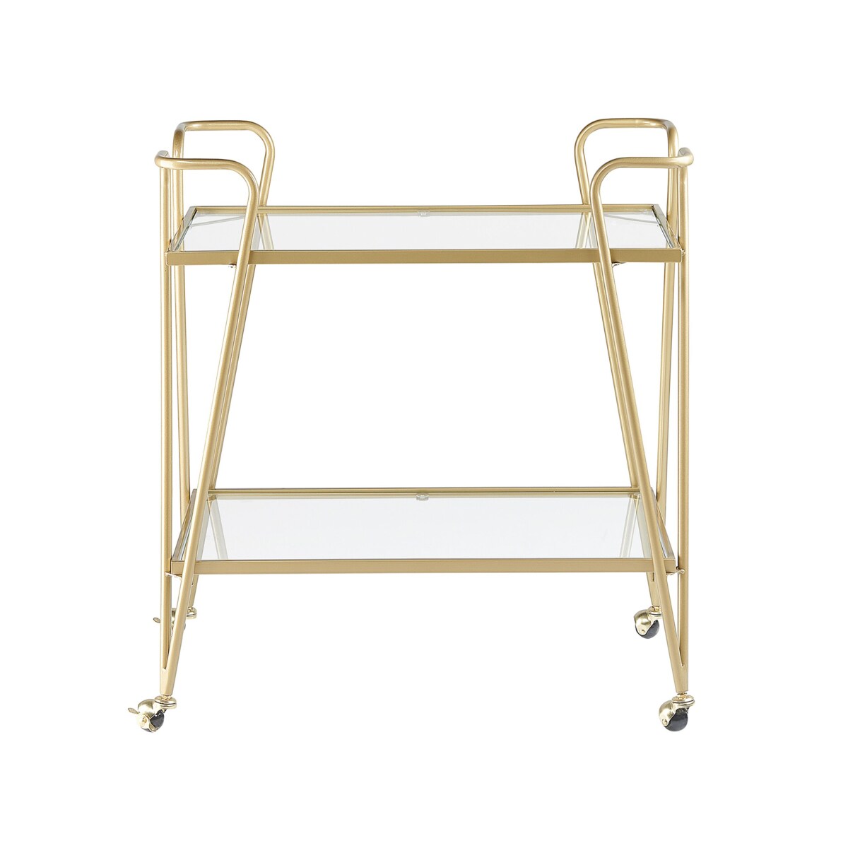Metalowy wózek kuchenny 2-poziomowy ze szklanym blatem złoty NOTI