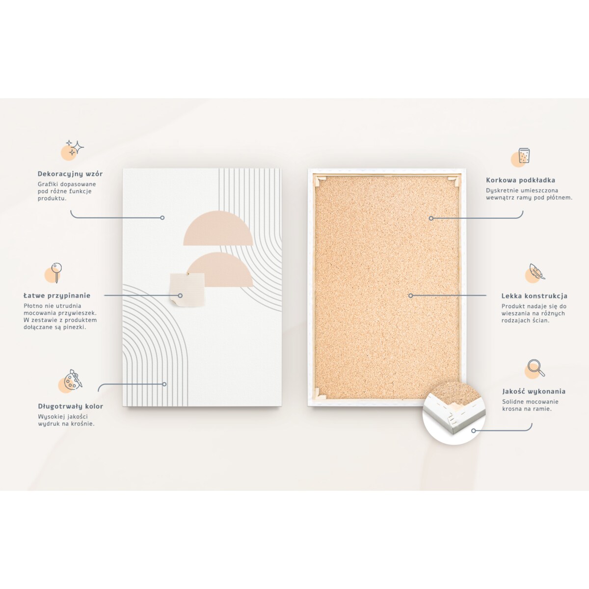 Tablica korkowa Planer tygodniowy 120x80cm - drewniane pinezki