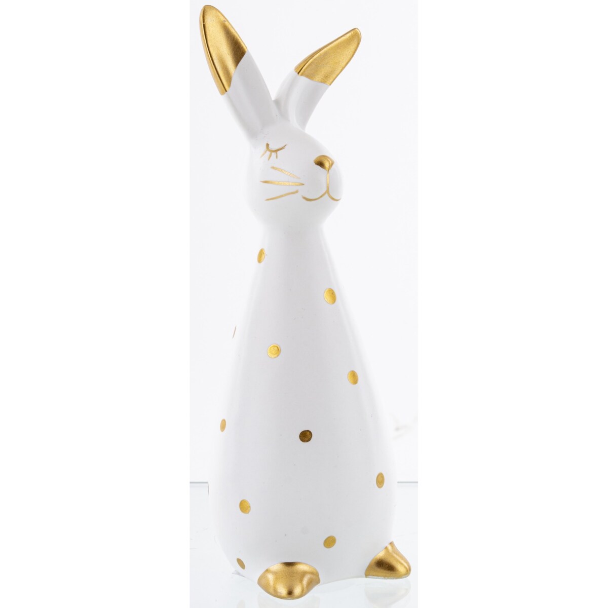 Dekoracja - królik dolomitowy w złote kropki 19x6,5x7 cm