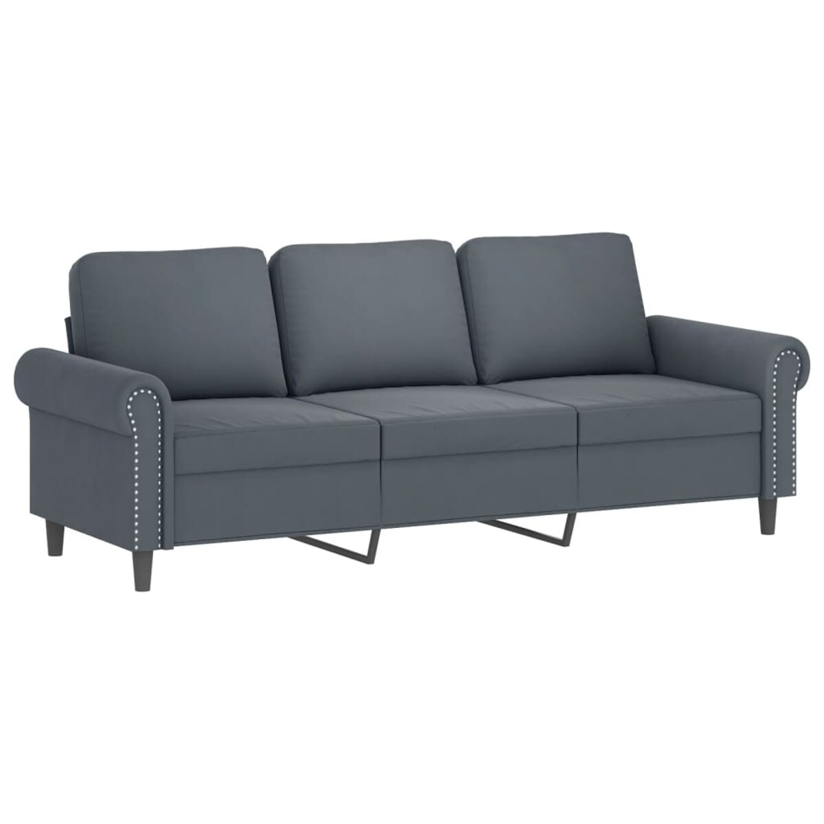 vidaXL 3-osobowa sofa z podnóżkiem, ciemnoszary, 180 cm, aksamit